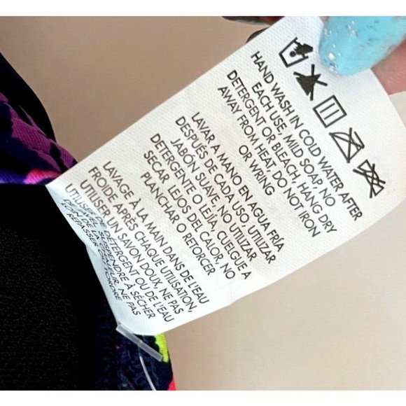 TYR DuraFast Carnivale Isla Sporty Bikini Swim Top Navy Multi Size Small 4/6 $45 - Picture 7 of 8